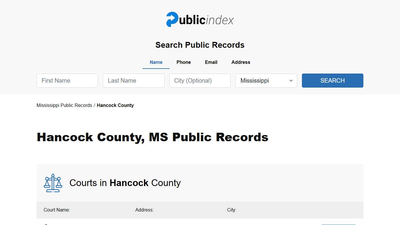 Hancock County, MS Public Court, Arrest and Inmate Records - ThePublicIndex